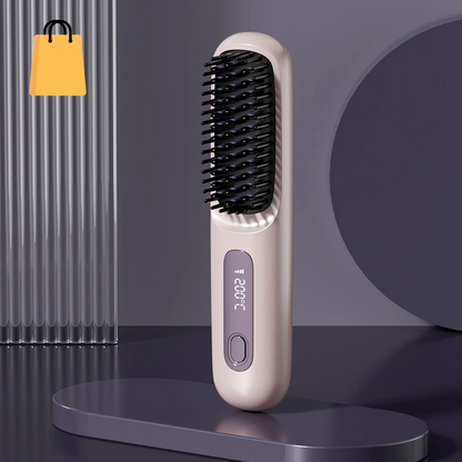 Hair Straightener Brush USB Rechargeable Cordless Negative Ions Hot Brush Electric Fluffy Curly Hair Styling Detangling Comb
