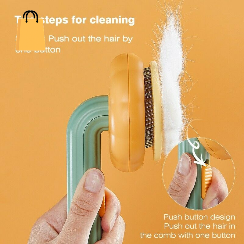 Pet Pumpkin Brush, Pet Grooming Self Cleaning Slicker Brush for Dogs Cats Puppy Rabbit, Cat Brush Grooming Gently Removes Loose Undercoat, Mats Tangled Hair Slicker Brush