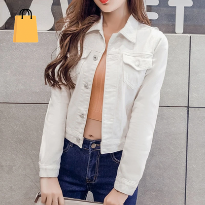 New Long Sleeve Winter Slim White Black Jeans Top for Women Solid Denim Jacket Women Short Overcoat Ladies Jackets Tops