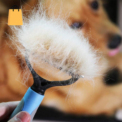 Grooming Brush for Pet Dog Cat Deshedding Tool Rake Comb Fur Remover Reduce 2-Side Dematting Tool for Dogs Cats Pets Grooming Brush Double Sided Shedding and Dematting Undercoat Rake Hair Removal Comb