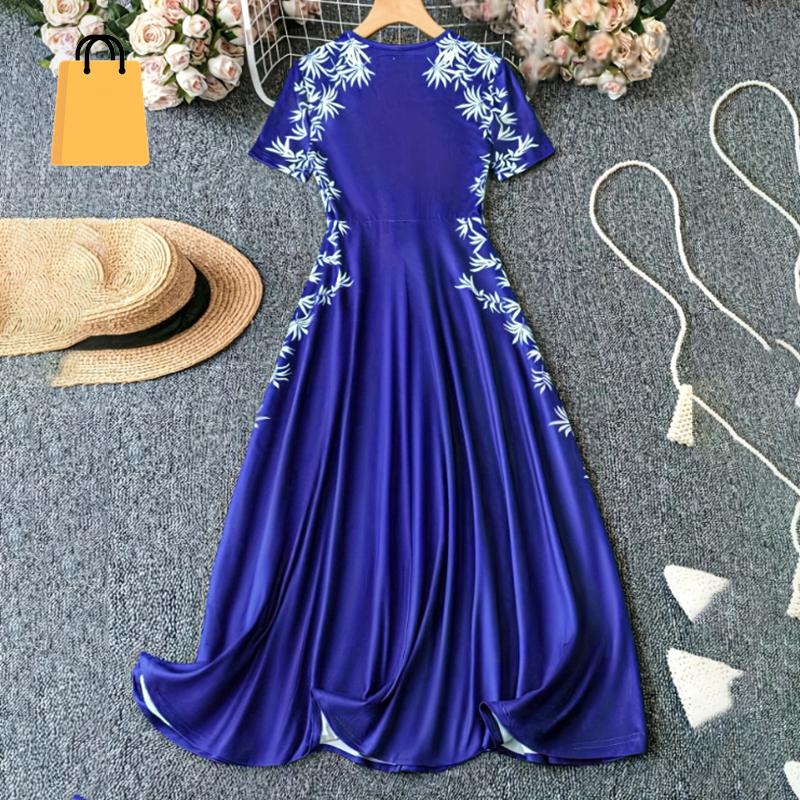 Women'S Elegant Short Sleeve Maxi Dresses Casual Empire Waist Long Dress