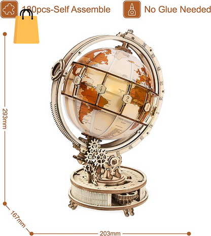 Rokr Luminous Globe 3D Wooden Hot Selling 180PCS Model Building Block Kits Toy