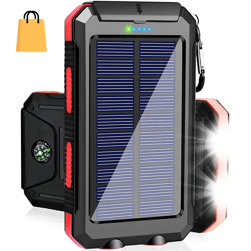 200000Mah Solar Power Bank Waterproof Large Capacity Powerbank Fast Charging External Battery with SOS for Iphone Samsung Xiaomi