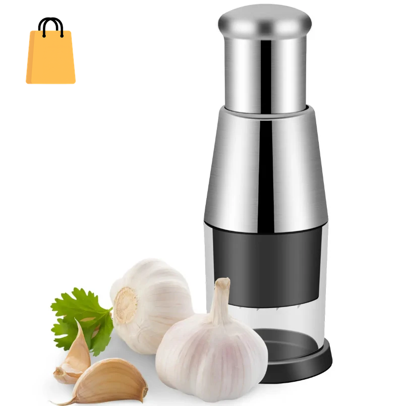 Pressed Garlic Chopper Stainless Steel Manual Garlic Masher Handheld Push Type Garlic Crusher Labor Kitchen Chopper Gadget