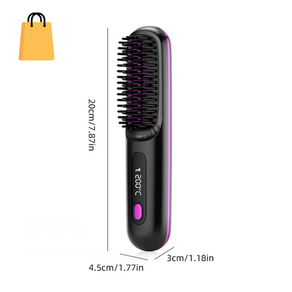 Hair Straightener Brush USB Rechargeable Cordless Negative Ions Hot Brush Electric Fluffy Curly Hair Styling Detangling Comb