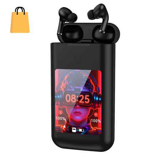 Multiple Function in Ear Bluetooth Wireless Earphone Charging Case with 2.8" Touch Screen Power Bank Headphone Music Game
