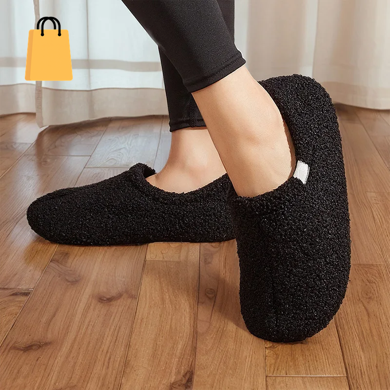 Fuzzy House Slippers for Women Warm Comfort Solid Bedroom Shoes Non-Slip Winter Plush Slippers