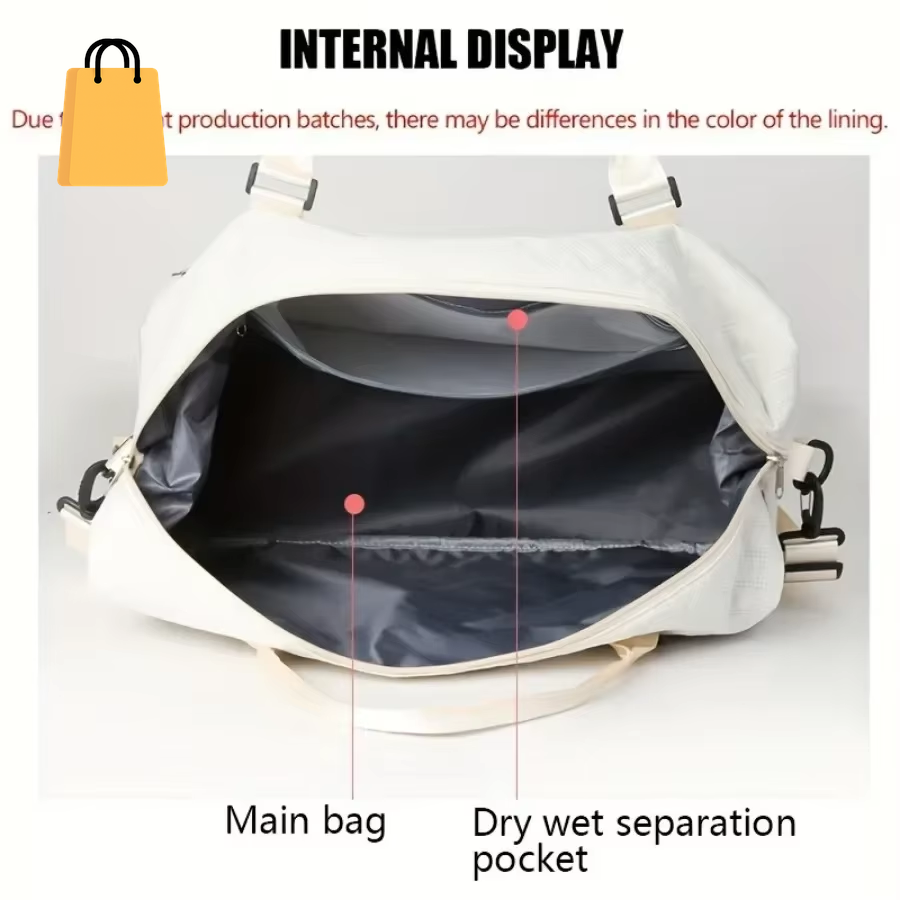 2Pcs Set Large Capacity Travel Duffel Bag with Shoe Compartment and Cosmetic Pouch, Casual Nylon Gym Bag, Weekend Overnight Bag