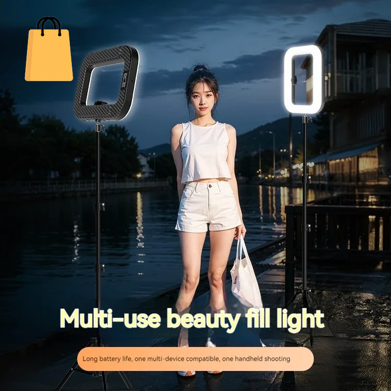 New Handheld Ring LED Rechargeable Fill Light Portable Mobile Phone Live Broadcast Photography Desktop Selfie Light
