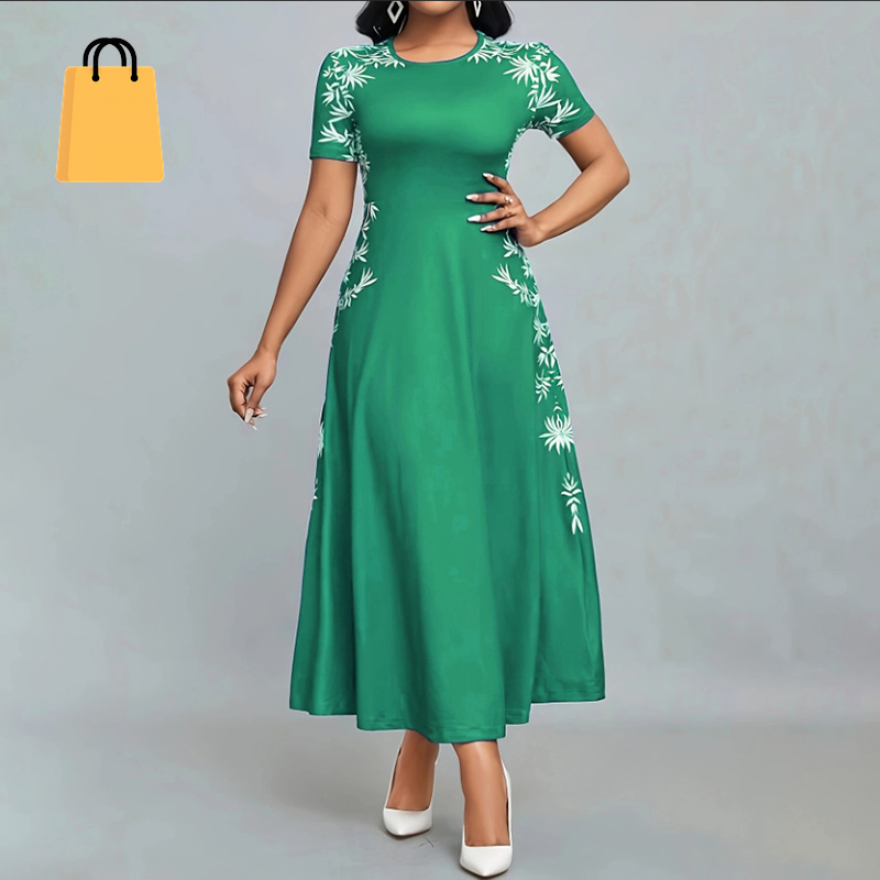 Women'S Elegant Short Sleeve Maxi Dresses Casual Empire Waist Long Dress