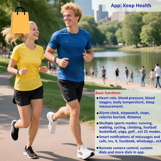 Advanced AMOLED Fitness Tracker for Men & Women - Waterproof Health Monitor with Blood Pressure, Step Tracker, and Calorie Counter for Android & iOS