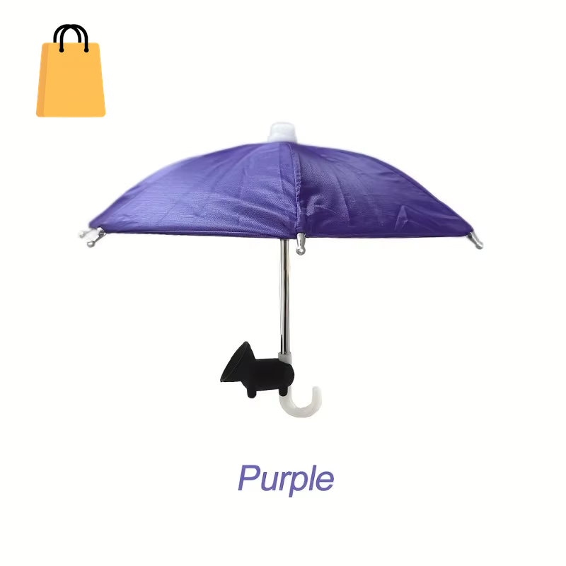 Mini Umbrella for Smart Phone with Suction Cup Holder, Outdoor Anti-Glare Sunshade Cover, Anti-Reflective Screen Protector