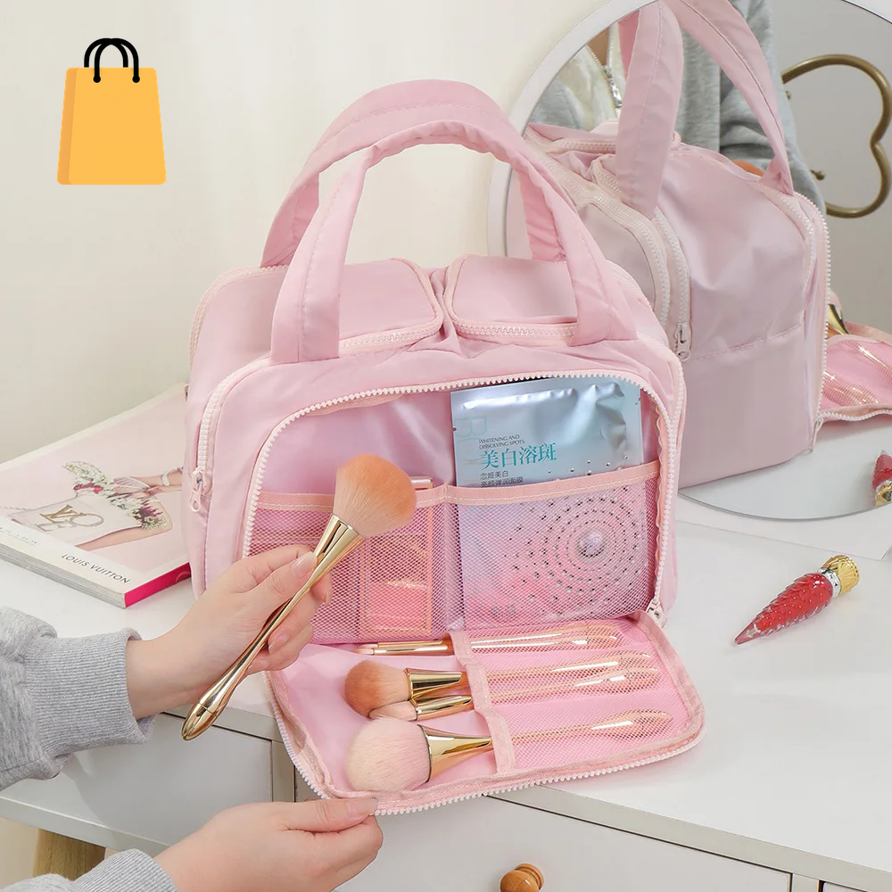 Large Capaci Portable Lightweight Makeup Bag Women'S Travel Miscellaneous Storage Bag Handheld Organizer Cosmetic Pouch Wash Bag