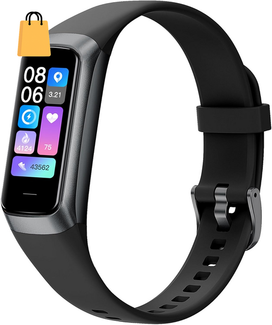 Advanced AMOLED Fitness Tracker for Men & Women - Waterproof Health Monitor with Blood Pressure, Step Tracker, and Calorie Counter for Android & iOS