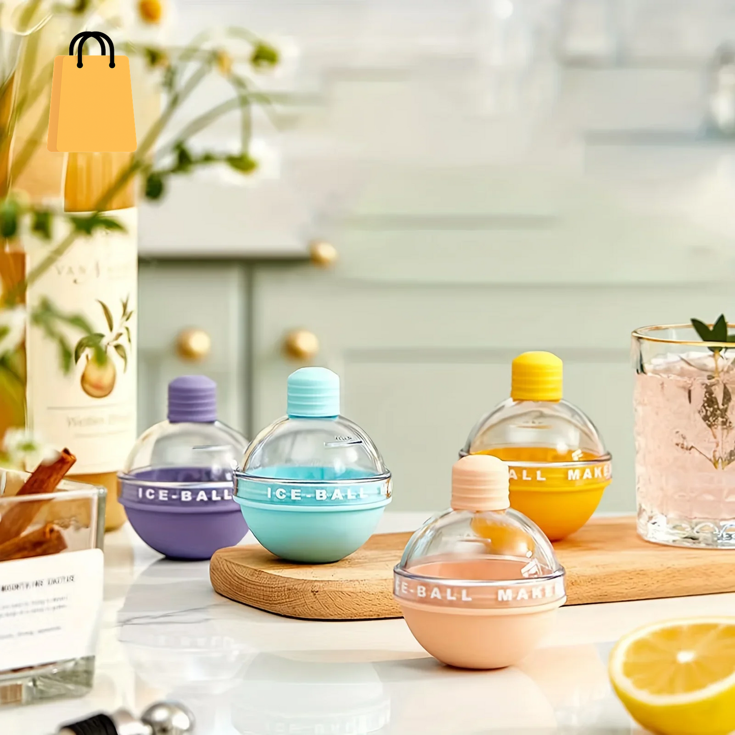 4Pcs Ice Cube Mold round Ice Hockey Premium Silicone Ice Sphere Molds Seamless 2.5In Ice Balls Kitchen Must-Have for Chilled