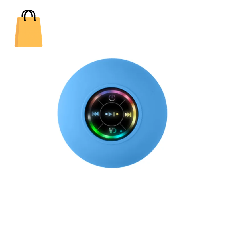 Portable Waterproof Bluetooth Shower Speaker with Suction Cup and LED Lights 3D Surround Stereo Subwoofer