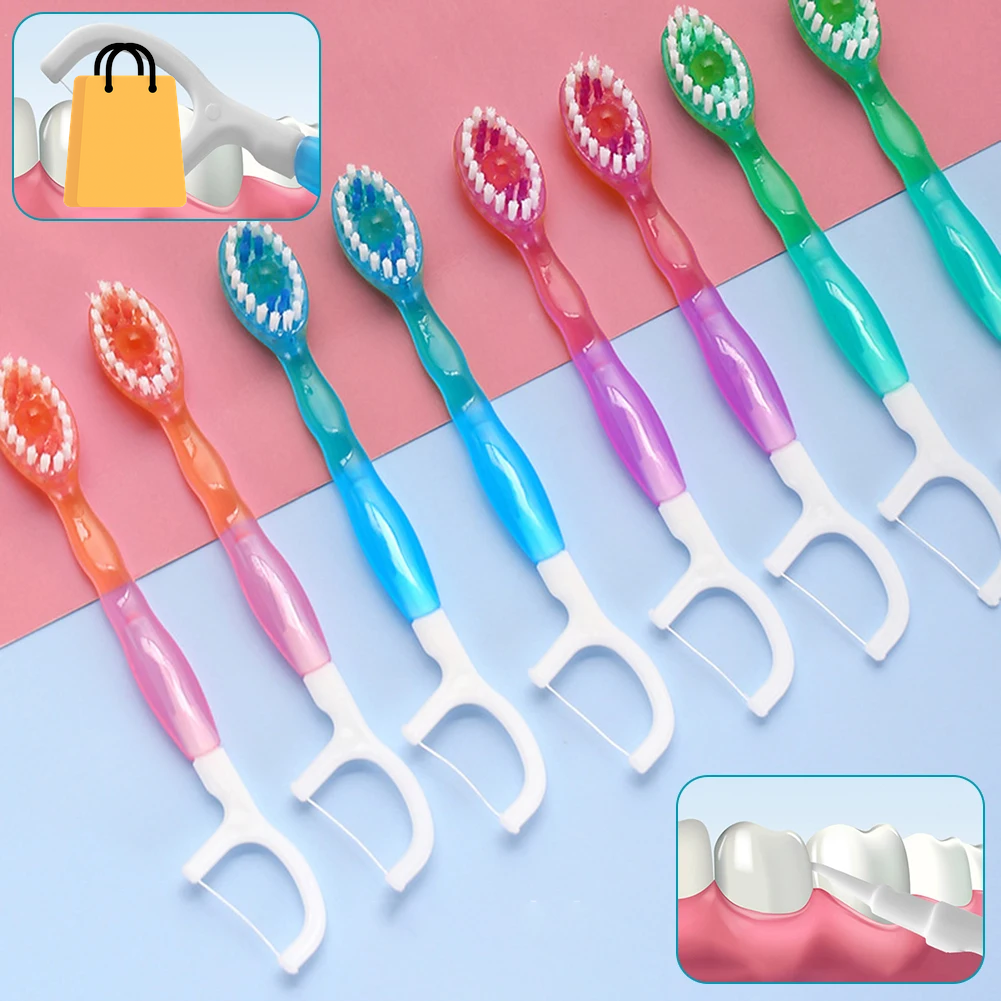 Disposable Mini Toothbrushes with Toothpaste Tongue Scraper Flosses Portable Soft All in 1 Toothbrush Kit for Personal-Hygiene
