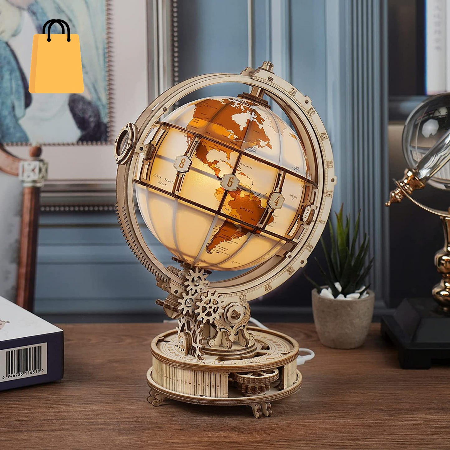 Rokr Luminous Globe 3D Wooden Hot Selling 180PCS Model Building Block Kits Toy