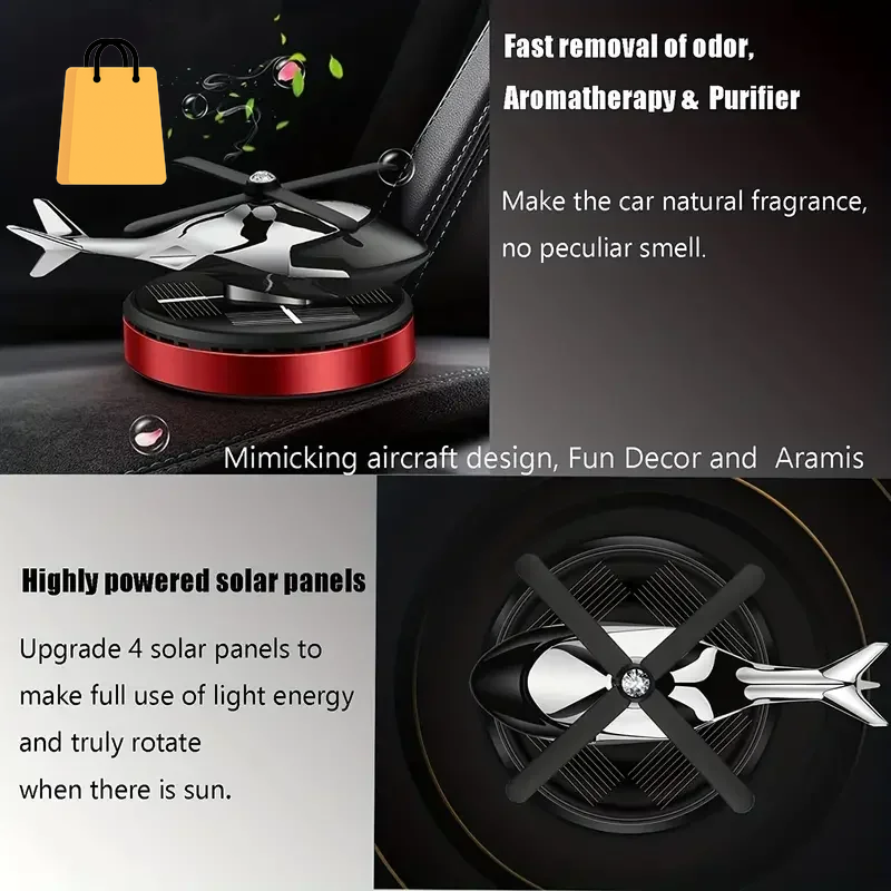 Helicopter Styling Solar Car Air Freshenerdecorative Aromatherapy Car Interior Accessories Propeller Rotary Perfume Diffuser