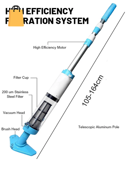 3 in 1 Cordless Rechargeable Pool Vacuum Cleaner Handheld Pool Cleaner Suitable for Spa Center Bathtub Sand Debris