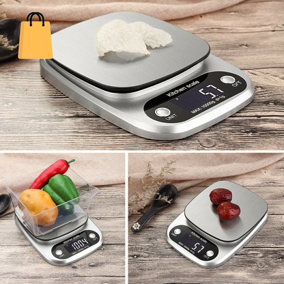 Digital Kitchen Food Diet Scale, Multifunction Weight Balance 22Lbs 1G Kitchen Scale Stainless Steel Weighing Scale for Food Diet Postal Balance Measuring
