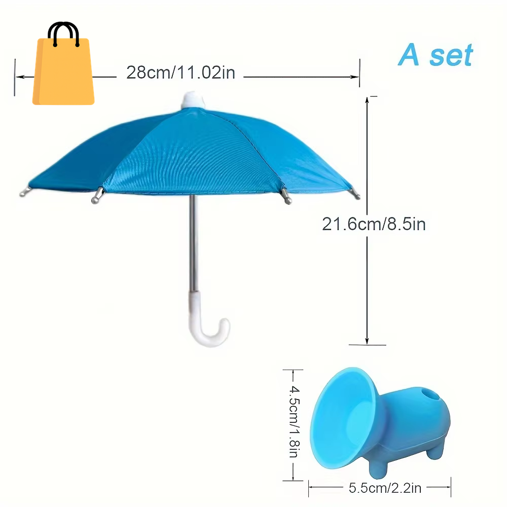 Mini Umbrella for Smart Phone with Suction Cup Holder, Outdoor Anti-Glare Sunshade Cover, Anti-Reflective Screen Protector