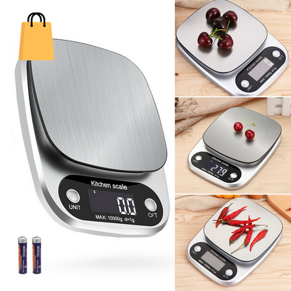 Digital Kitchen Food Diet Scale, Multifunction Weight Balance 22Lbs 1G Kitchen Scale Stainless Steel Weighing Scale for Food Diet Postal Balance Measuring