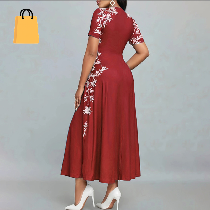 Women'S Elegant Short Sleeve Maxi Dresses Casual Empire Waist Long Dress