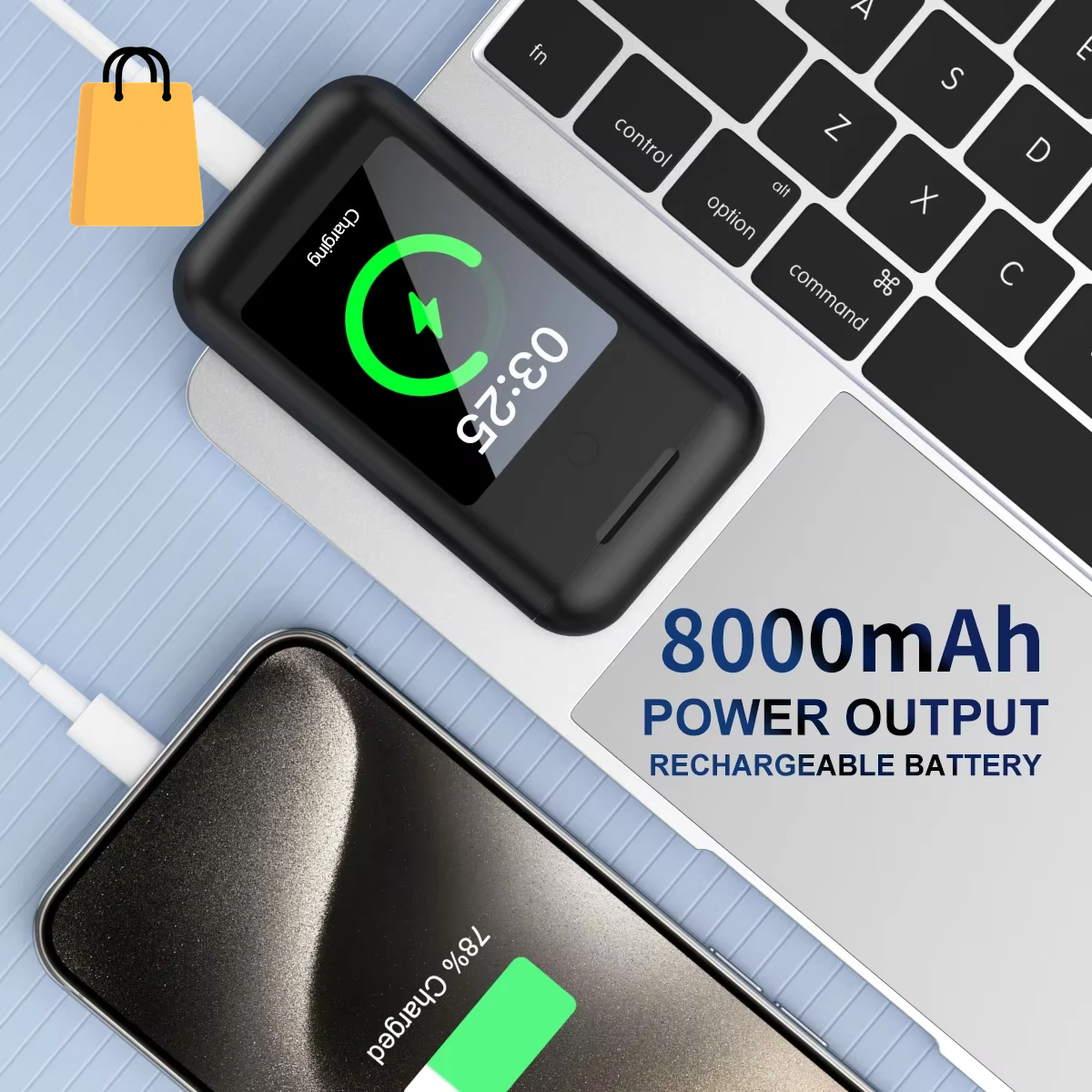 Multiple Function in Ear Bluetooth Wireless Earphone Charging Case with 2.8" Touch Screen Power Bank Headphone Music Game