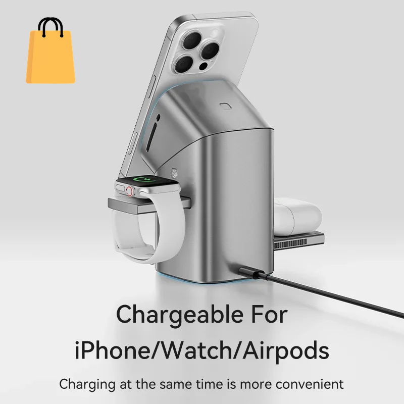 Qi2 Auto-Rotate Touch Magnetic 3 in 1 Wireless Charger Fast Charging 15W for Iphone 12/13/14/15/16, for Iwatch & Airpods