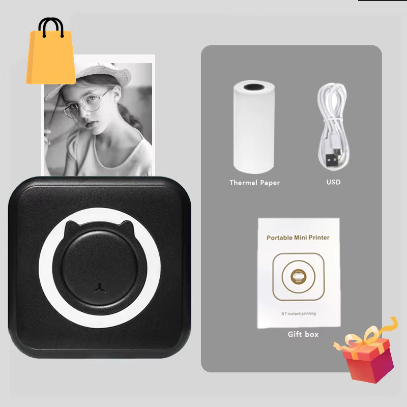MINI Print Portable Thermal Printer Photo Pocket Thermal Label Printer 58Mm Printing Wireless Bluetooth Android IOS