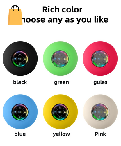 Portable Waterproof Bluetooth Shower Speaker with Suction Cup and LED Lights 3D Surround Stereo Subwoofer