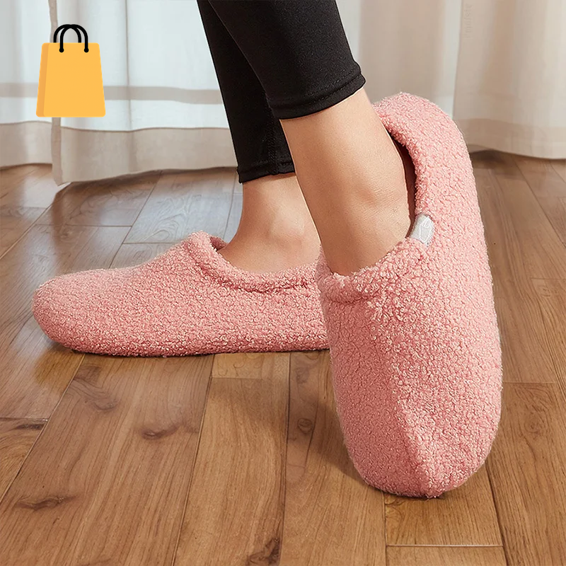 Fuzzy House Slippers for Women Warm Comfort Solid Bedroom Shoes Non-Slip Winter Plush Slippers