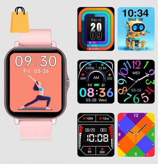 Stylish Smart Fitness Tracker Watch - IP68 Waterproof, Heart Rate & Sleep Monitoring, 8 Sports Modes, Breath Training & Weather Updates - 1.69-Inch Display for Men and Women (Rose Gold)
