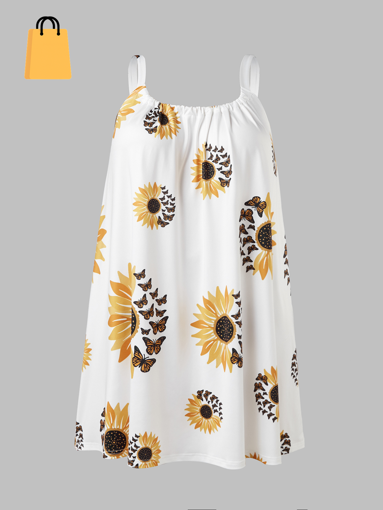 Plus Size Sleeveless Camisole Sunflower Printed Vest Elegant Wrap Women'S Sexy Party Casual Loose Dresses