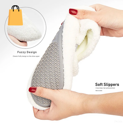Fuzzy House Slippers for Women Warm Comfort Solid Bedroom Shoes Non-Slip Winter Plush Slippers
