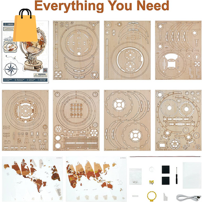 Rokr Luminous Globe 3D Wooden Hot Selling 180PCS Model Building Block Kits Toy