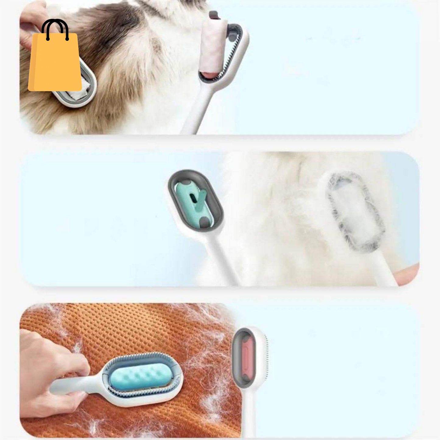 Cat Hair Brush with Water, Sticky Brush for Cats, 4 In-1 Cat Grooming Brush Creative Update Cat Dog Grooming Comb with Water Tank Double-Sided Hair Removal Brush Kitten Pet Supplies Accessories