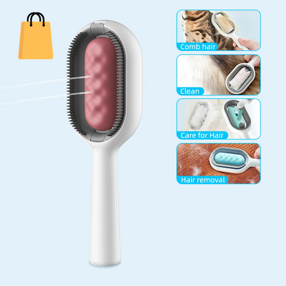 Cat Hair Brush with Water, Sticky Brush for Cats, 4 In-1 Cat Grooming Brush Creative Update Cat Dog Grooming Comb with Water Tank Double-Sided Hair Removal Brush Kitten Pet Supplies Accessories