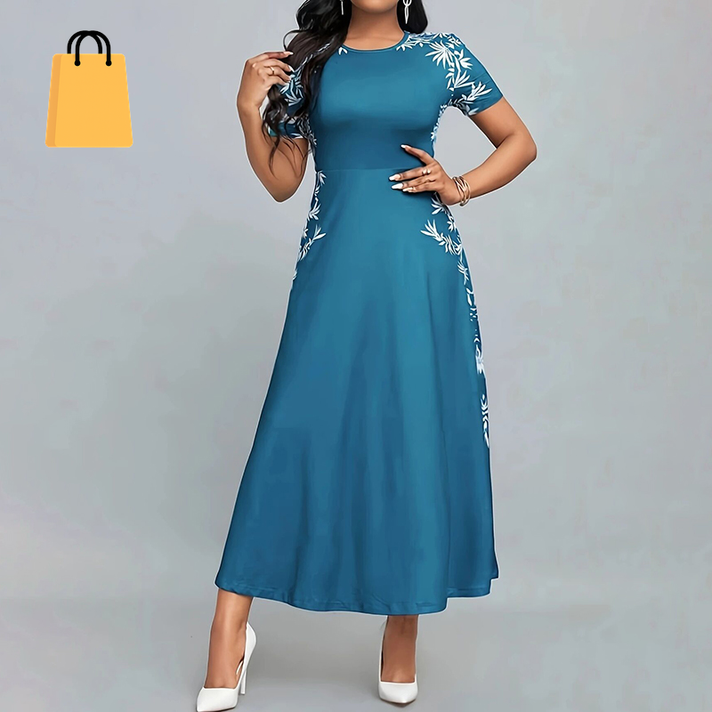 Women'S Elegant Short Sleeve Maxi Dresses Casual Empire Waist Long Dress