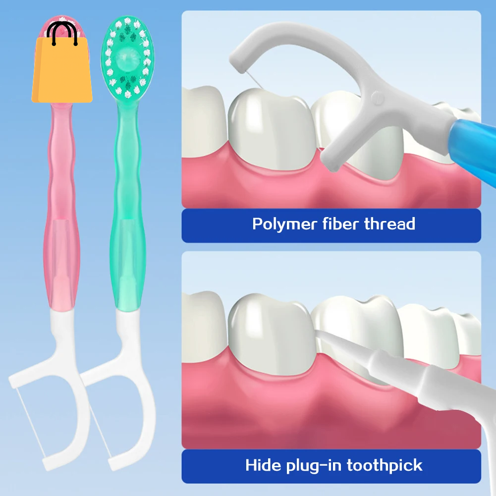 Disposable Mini Toothbrushes with Toothpaste Tongue Scraper Flosses Portable Soft All in 1 Toothbrush Kit for Personal-Hygiene