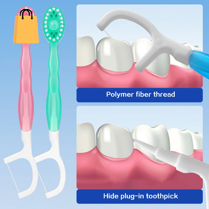 Disposable Mini Toothbrushes with Toothpaste Tongue Scraper Flosses Portable Soft All in 1 Toothbrush Kit for Personal-Hygiene