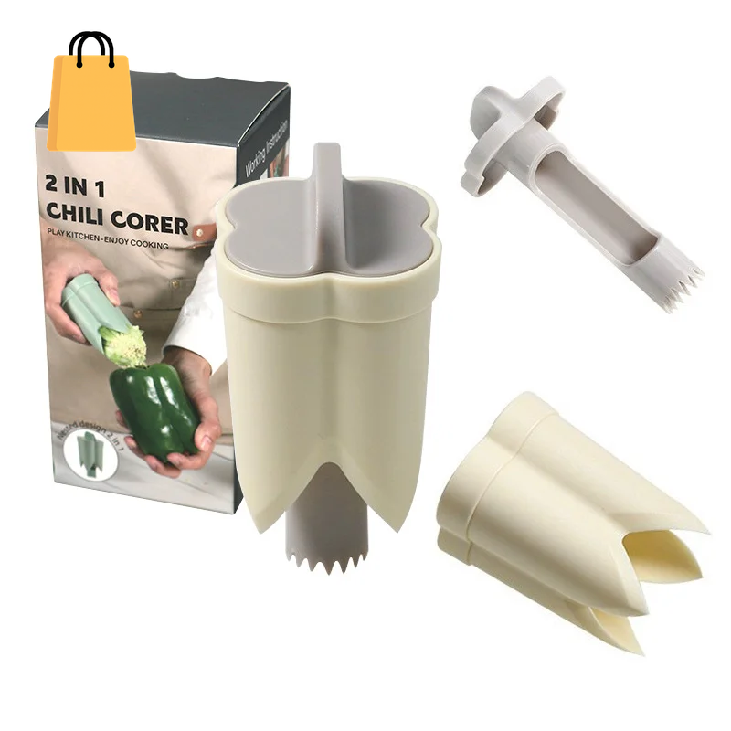 Pepper Seed Corer Remover Upgraded 2-In-1 Bell Pepper Cutter Deseeder Effortlessly Streamline Your Kitchen Prep for Faster Meal