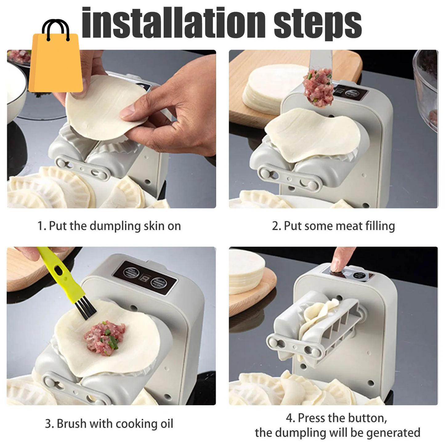 Electric Dumpling Maker 1200Mah Rechargeable Automatic Dumpling Maker with Filling Spoon Brush 2 Modes Efficient Dumpling Maker