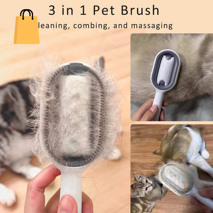 Cat Hair Brush with Water, Sticky Brush for Cats, 4 In-1 Cat Grooming Brush Creative Update Cat Dog Grooming Comb with Water Tank Double-Sided Hair Removal Brush Kitten Pet Supplies Accessories