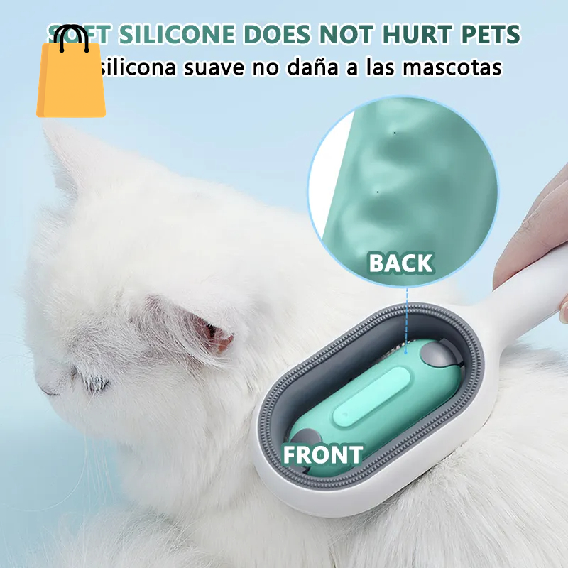 Cat Hair Brush with Water, Sticky Brush for Cats, 4 In-1 Cat Grooming Brush Creative Update Cat Dog Grooming Comb with Water Tank Double-Sided Hair Removal Brush Kitten Pet Supplies Accessories