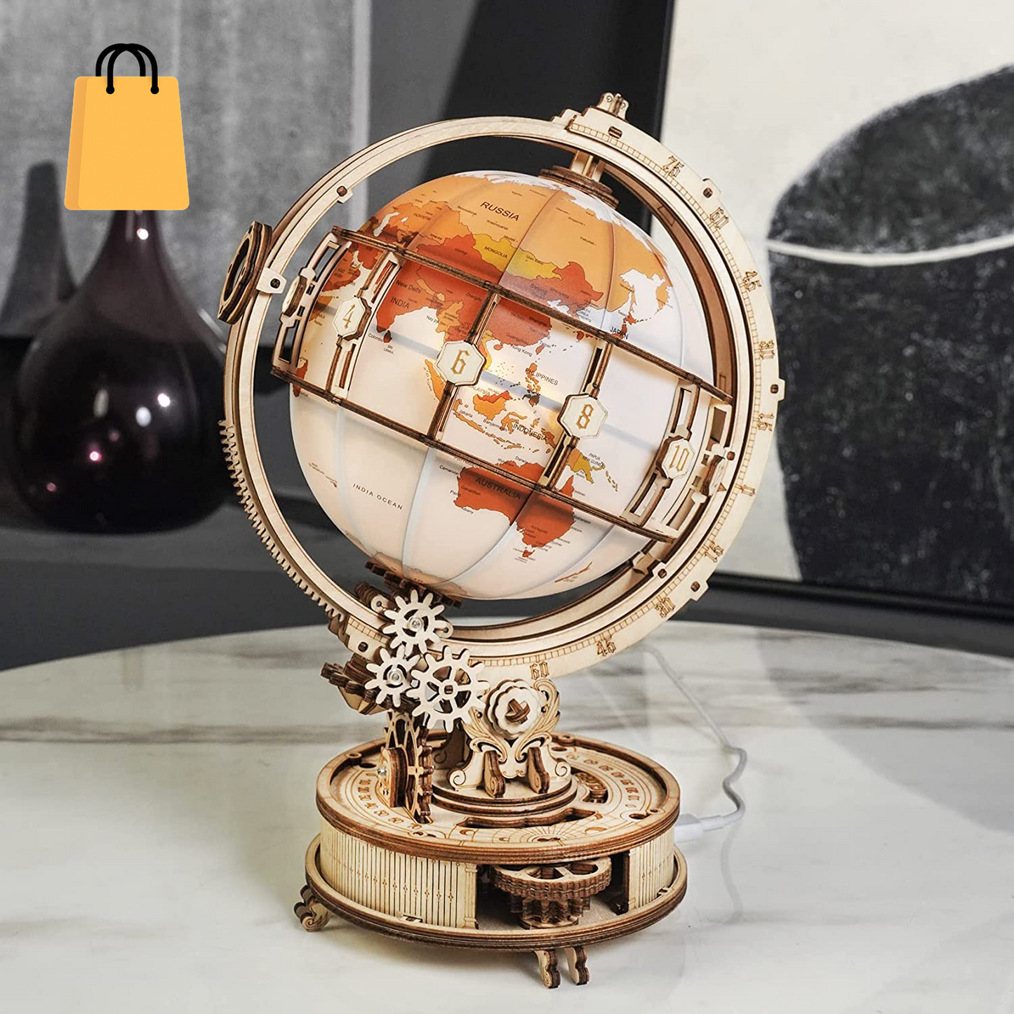 Rokr Luminous Globe 3D Wooden Hot Selling 180PCS Model Building Block Kits Toy