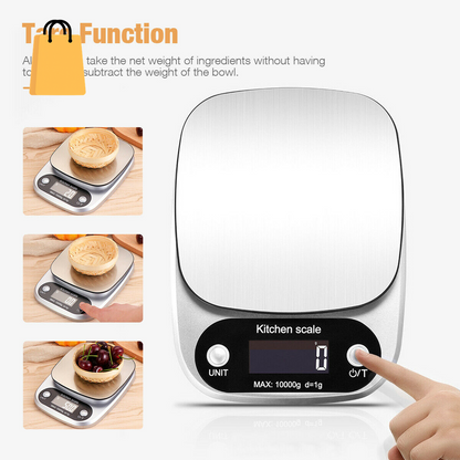Digital Kitchen Food Diet Scale, Multifunction Weight Balance 22Lbs 1G Kitchen Scale Stainless Steel Weighing Scale for Food Diet Postal Balance Measuring