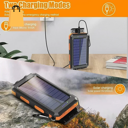 200000Mah Solar Power Bank Waterproof Large Capacity Powerbank Fast Charging External Battery with SOS for Iphone Samsung Xiaomi