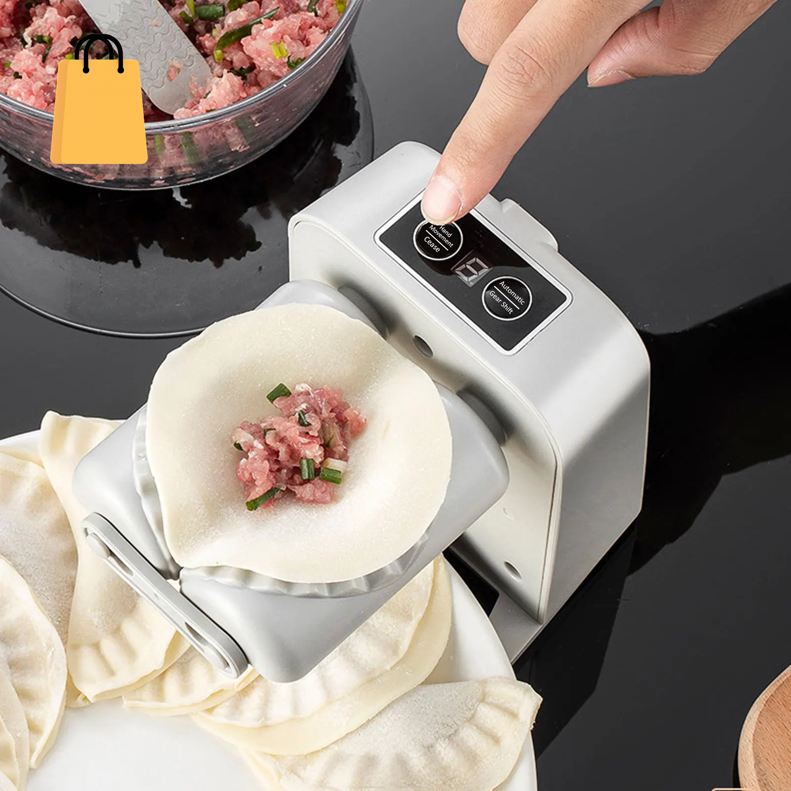 Electric Dumpling Maker 1200Mah Rechargeable Automatic Dumpling Maker with Filling Spoon Brush 2 Modes Efficient Dumpling Maker